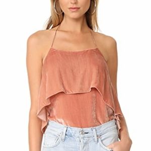 Alice + Olivia Brown Rose Tan Marybeth Halter Top